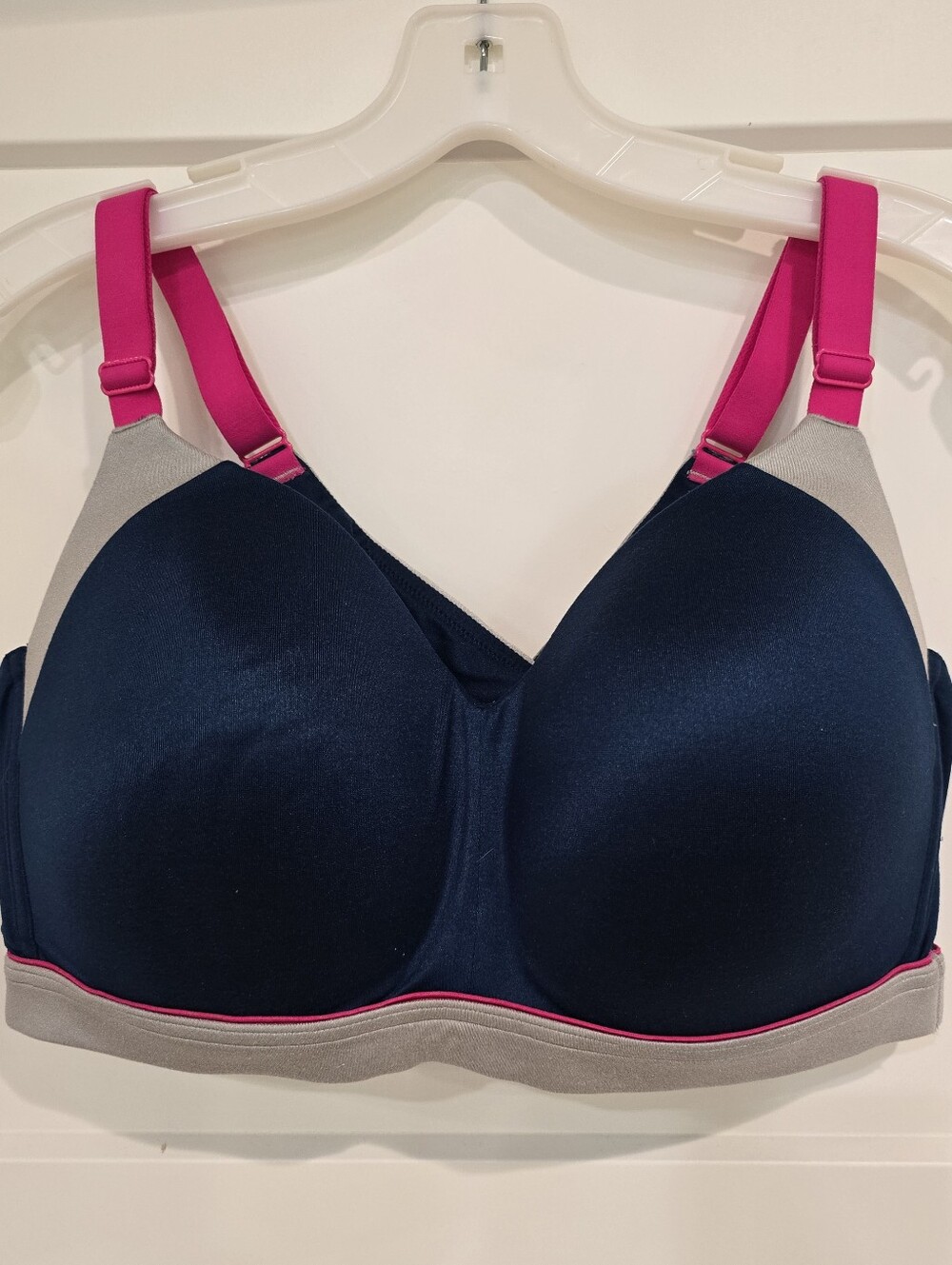 Cacique Lounge Bra Women's Size 44C Navy Blue Pink Gray Lightly Lined Wireless